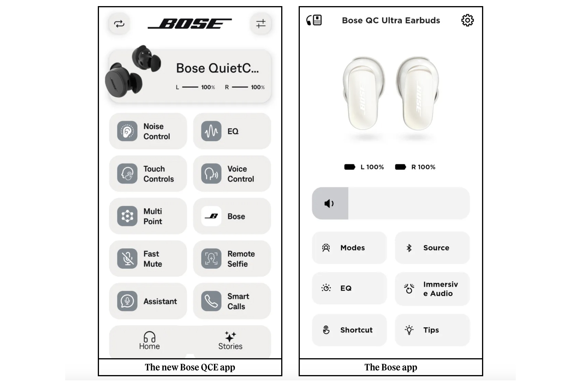 Bose QC Earbuds app vs Bose app